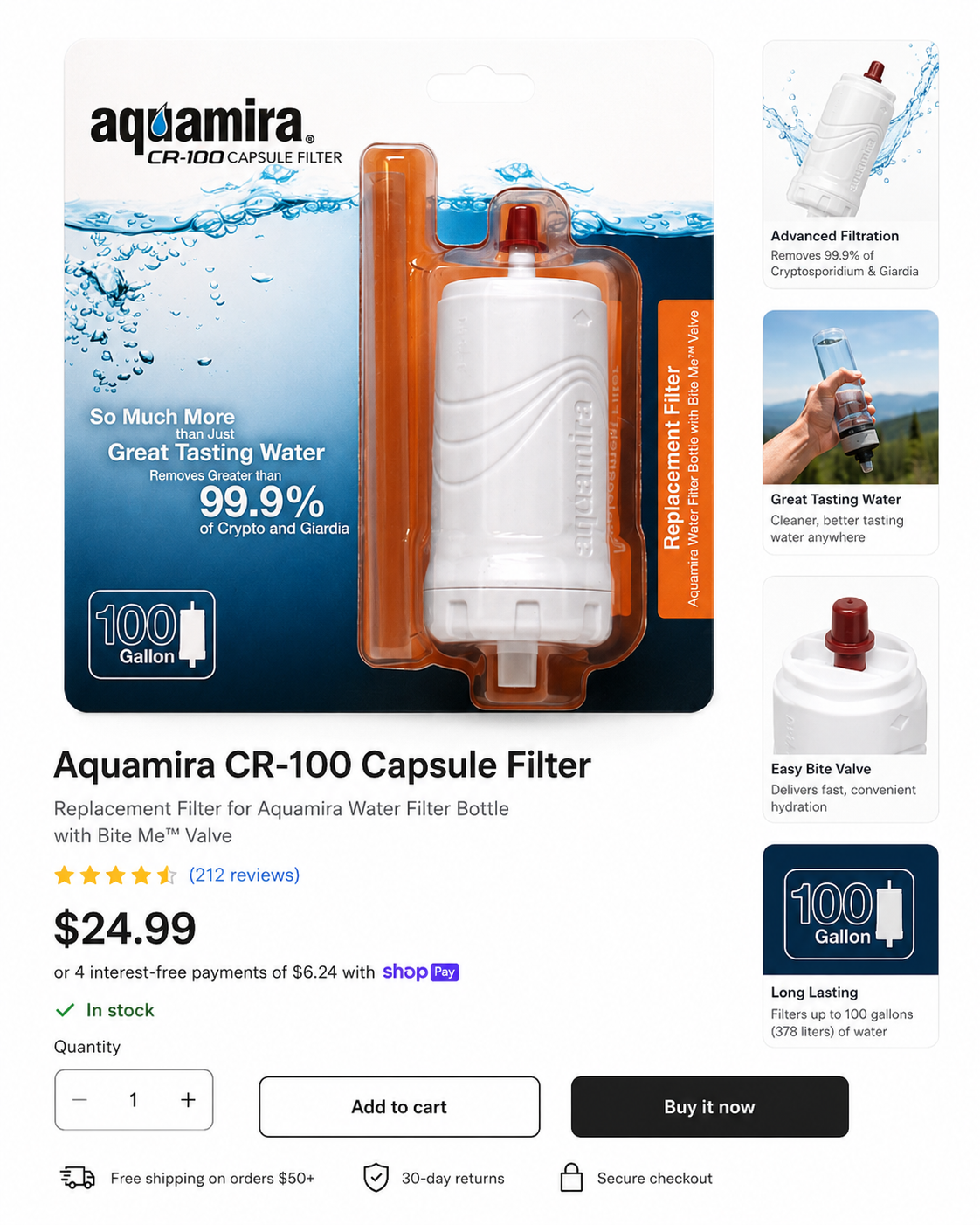 Aquamira® CR-100 Replacement Capsule Filter